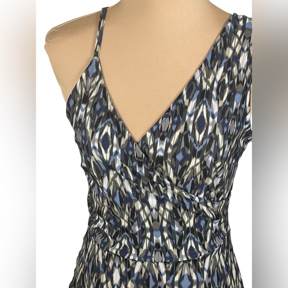 DEBORAH VIERECK ~Olive & Oak Blue Sheath V-Neck Midi Dress XS - Picture 6 of 11